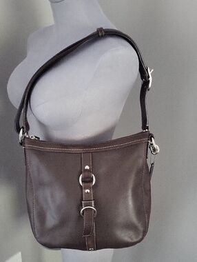 Coach Thompson Leather Hobo Bag - Dark Brown (F14018)